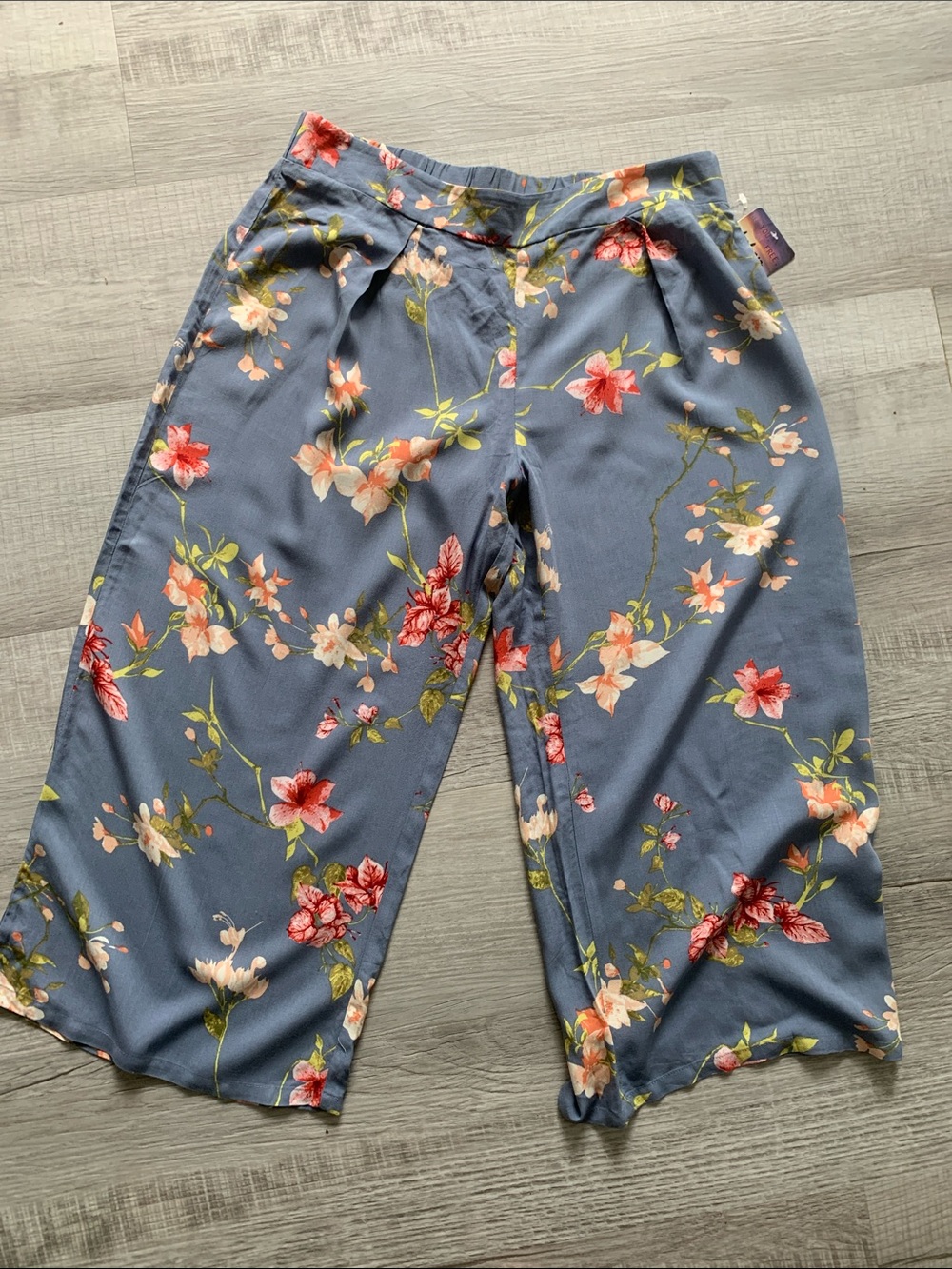 BeBop Light Blue Floral Midi Skirt